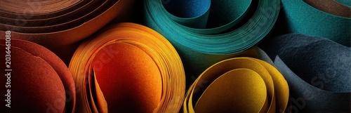 Abstract Swirls of Vibrant Colors in Rolled Materials.