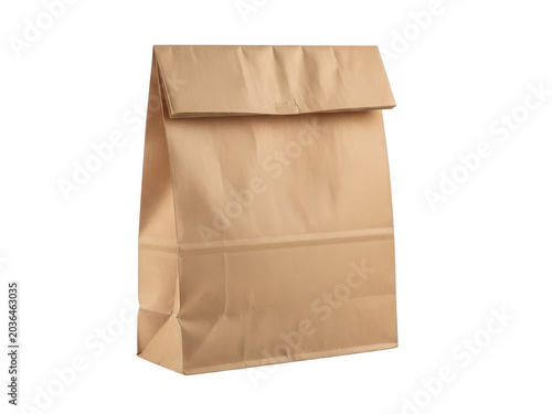 Brown paper lunch bag standing upright