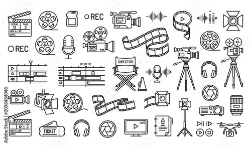 Film and video production icons and symbols