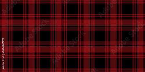 Menzies tartan black red kilt skirt fabric texture seamless pattern.Vector illustration. EPS 10. No transparency. No gradients.