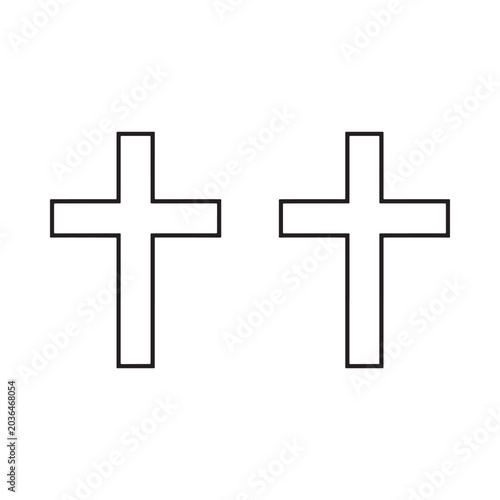 Konstfotografi Two Black Crosses On White Background Simple Line Art Illustration