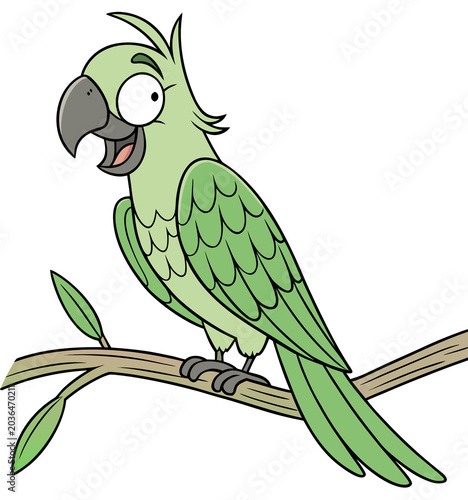 Cartoon green parrot