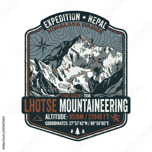 LHOTSE  NEPAL EXPEDITION MOUNTAIN DESIGN SHIRT BADGE