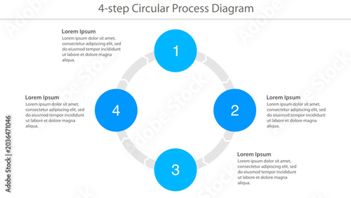 Four Step Circular Node Process Diagram Template with Segmented Ring