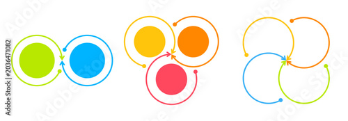 Colorful circular arrow loop infographic set
