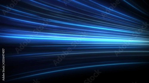 High speed blue line abstract technology background digital fiber hi tech concept. Speed light line blurred on dark background, Data fast transfer simulation.