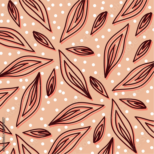 Soft Pink Aboriginal Leaf Pattern Decorative Tribal Art Illustration