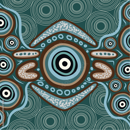 Symmetrical Circular Aboriginal Tribal Dot Art Illustration