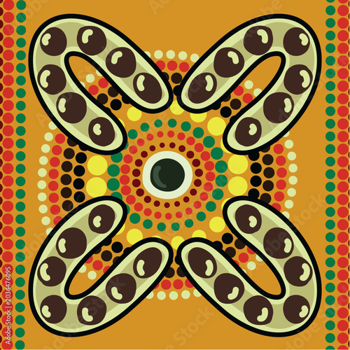 Aboriginal Tribal Symbol Pattern Decorative Dot Art Illustration