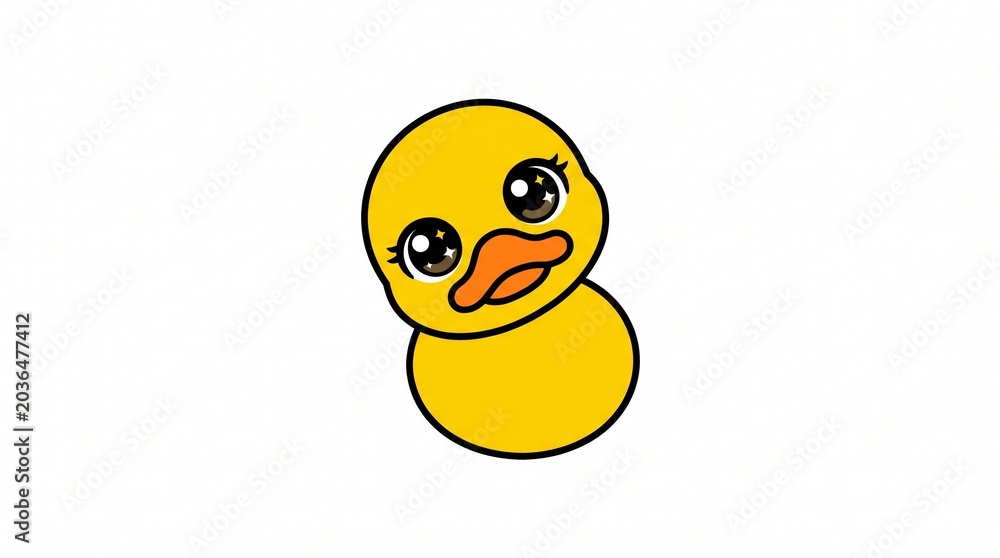 Fototapeta premium Cute Yellow Baby Duckling with Sparkle Eyes Peeking Forward Icon