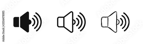Tableau sur toile Sound Volume Icon Set - Speaker with Waves for Audio and Announcement