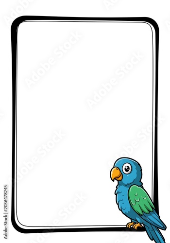 Whimsical Parrot Frame: Hand-Drawn Charm