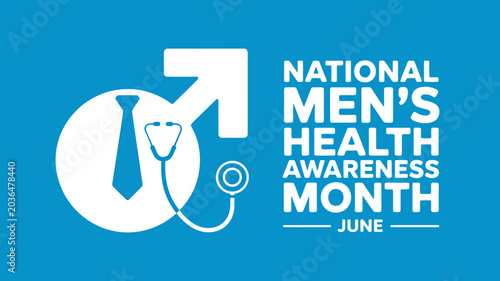 Mens Health Awareness Month June Graphic Design With Medical Symbol