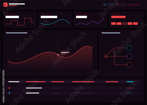 Neon data visualization elements, UI graphs and charts, infographic design, vector business dashboard