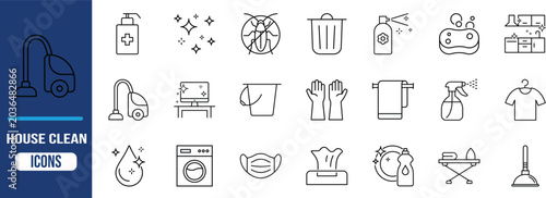 Tableau sur toile Household cleaning and hygiene icons