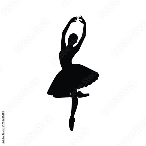 Cuadro en lienzo Elegant ballerina vector silhouette illustration in classical tutu performing ballet pose