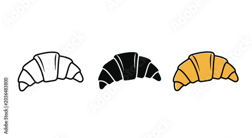 croissant illustrations in black white and yellow