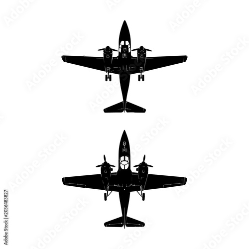 Photos Vintage twin-engine propeller plane top view