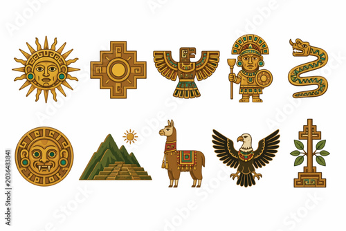 Vsai discovering ancient inca symbols and andean culture icons
