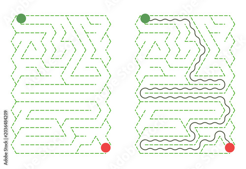 Maze design with completed path illustration