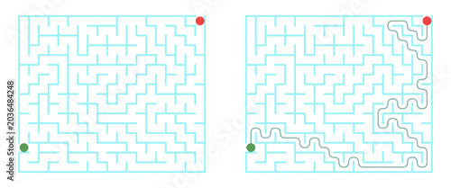 Maze design with completed path illustration