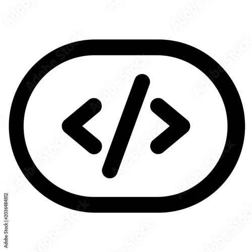 coding brackets icon in a capsule frame for software programming and web development