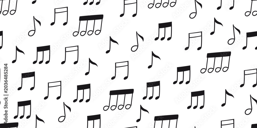 Obraz premium Minimalist music notes seamless pattern hand drawn cartoon illustration background for graduation ceremonies music school events wrapping paper and fabrics