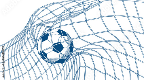 Soccer Ball in Goal Net Illustration