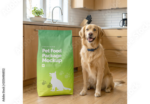 Pet Food Package Mockup Realistic Template for Visual Identity Showcase