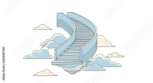 Surreal Stairway to Heaven Floating Among Clouds