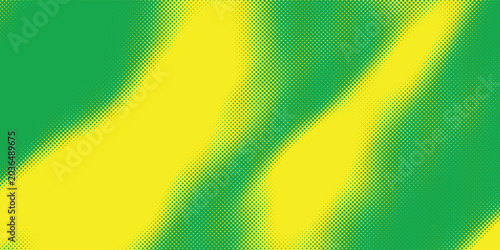 Minimalist lime green background with dynamic yellow halftone gradient paths vector design