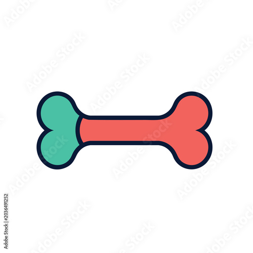 Colorful cartoon dog bone icon illustration.