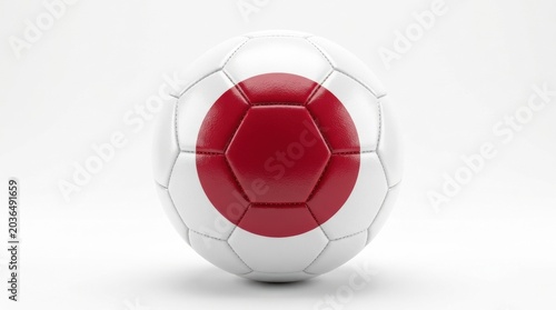 Soccer ball with Japan flag on white background, sports, competition, and national pride
