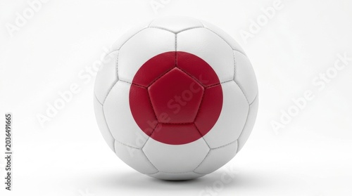 Soccer ball with Japan flag design on white background, sports, game, and competition theme