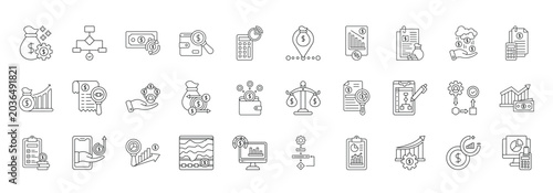 Foto Cash Flow Icon set Collection in Line Style