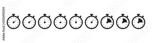 Schilderij op canvas Accurate stopwatch icons demonstrating different time increments and progress phases for precise measurement use