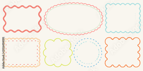 Bild auf Leinwand Decorative borders and frames pastel colored vector illustration set