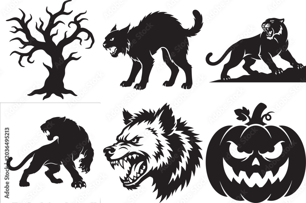 Naklejka premium Halloween icons isolated on transparent background