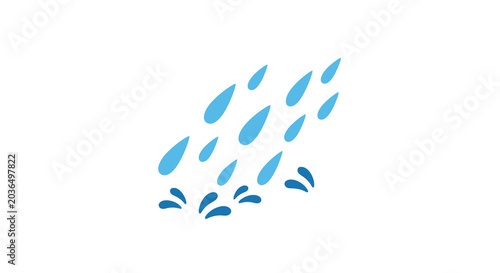 Tablou pe pânză Raindrops Pattern A Flat Blue Vector Illustration On White Background