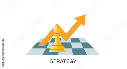 Fotografie Chess pawn with rising arrow a vector illustration of strategy