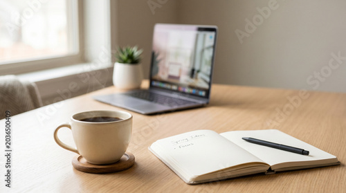 Elegant morning coffee ritual in bright modern kitchen