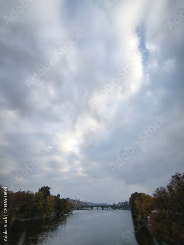 Cloudy river bridge