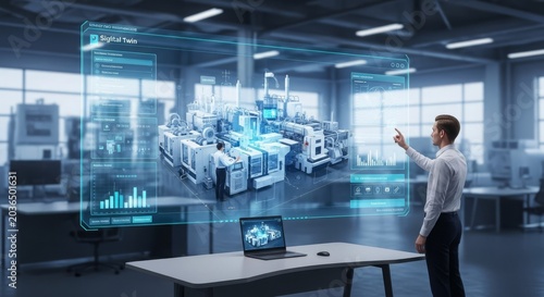 Digital Twin of an Entire Factory Hologram Presented Through Advanced Technology and Data Analysis