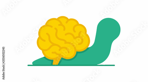 Canvastavla Snail with brain shell illustrating slow thinking and mental processes