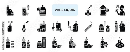 Tableau sur toile Vape Liquid Icon set Collection in Solid Glyph Style