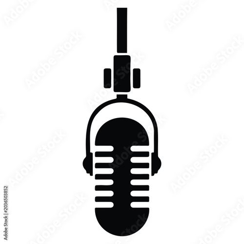 Konstfotografi Vintage professional studio microphone silhouette icon for podcast and radio broadcasting