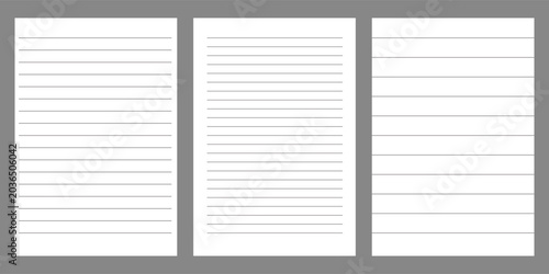 Bild auf Leinwand Blank lines note papet sheet set design notebook lines