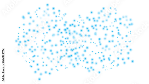 Abstract blue bokeh cloud effect isolated on white background