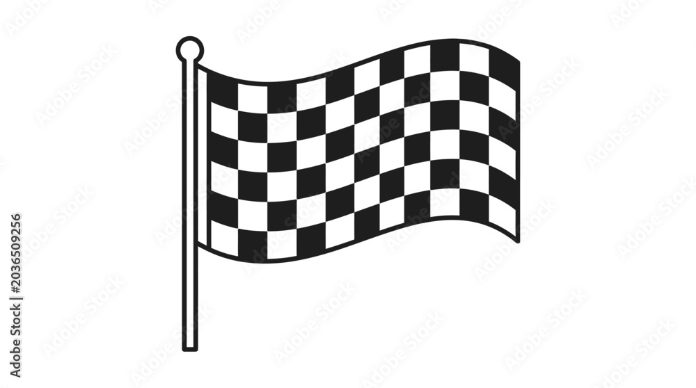 Fototapeta premium A waving checkered flag is shown flying high in a racing event.