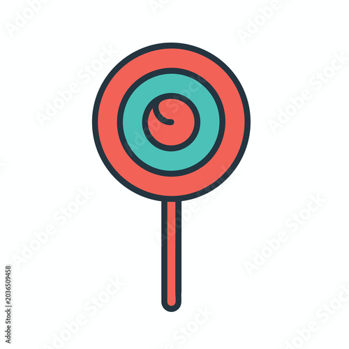 Minimalist colorful lollipop candy vector icon illustration.